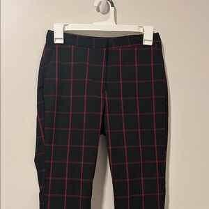 Zara Black Red Work Career Office Academia Dress Pants Plaid Size Small
